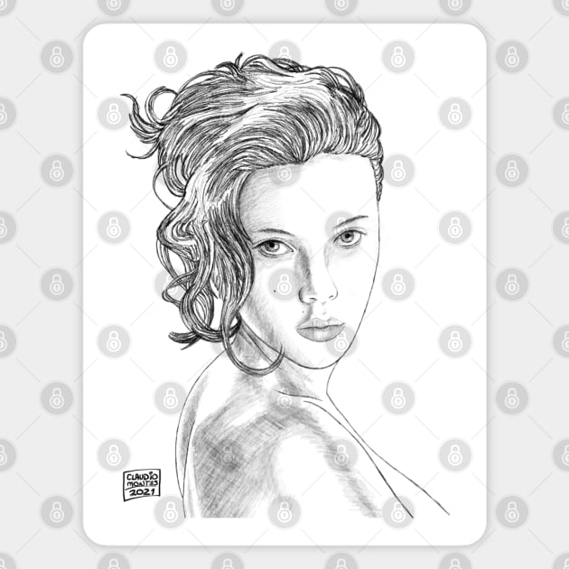 Scarlett Johansson sketch style in color Magnet by monkycl